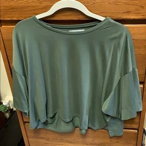 Green silky top